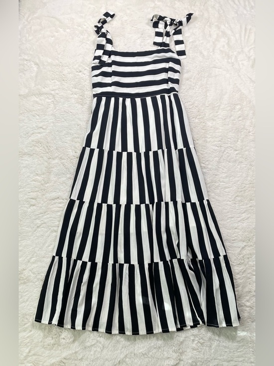 PrettyGarden Dresses & Skirts - Striped Black & White Tie-Shoulder Maxi Dress
